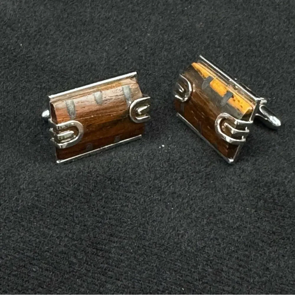 Swank Cufflinks Rosewood with Silver Toned Inlay Art Deco